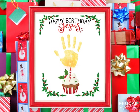 Happy Birthday Jesus Handprint Art, Christmas Handprint Craft, Jesus Birthday Printable, Preschool Baby Kids Keepsake Gift for Christmas