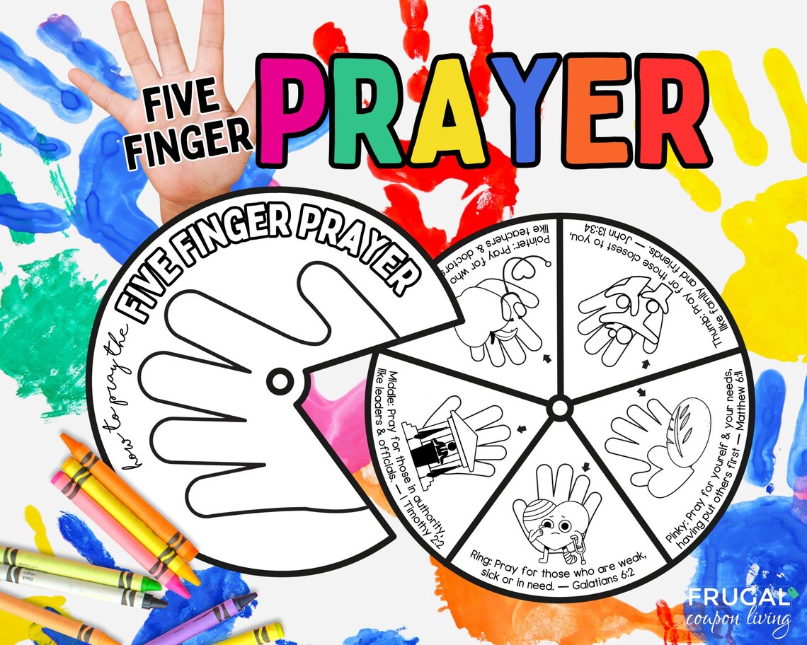 5 Finger Prayer Coloring Wheel Printable, 5 Finger Prayer Method ...