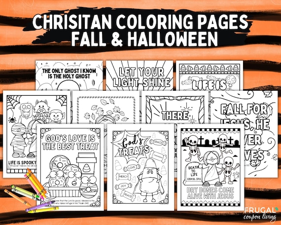 Christian Halloween Coloring Pages for Kids, Printable Halloween Coloring Sheet, Fall Festival Activity, Fall Bible Verse Scripture Coloring