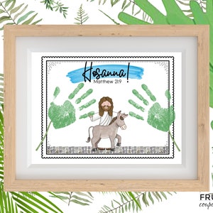 Palm Sunday Handprint Craft Art Printable, Sunday School Bible Lesson Activity, Kids&#39; Handprint Art Christian Holy Day Handprint Keepsake