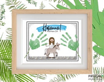 Palm Sunday Handprint Craft Art Printable, Sunday School Bible Lesson Activity, Kids' Handprint Art Christian Holy Day Handprint Keepsake