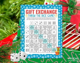 Christmas Gift Exchange Game | Two Dice Gift Exchange Dice Game | White Elephant Gift Exchange Rules | Group Party Printable Left Right Game