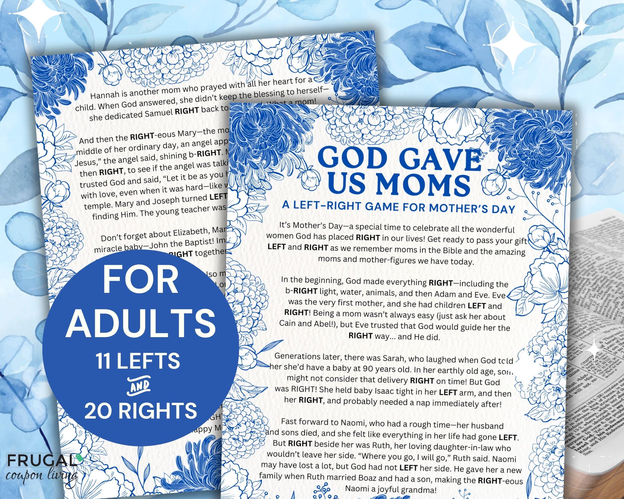 Moms of the Bible Left Right Game for Mother's Day, God Gave Us Moms ...