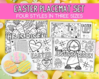Christian Easter Placemat Printable Activity Mat for Kids | Easter Activity Sheet |  Easter Coloring Page for Church | Easter Dinner Brunch