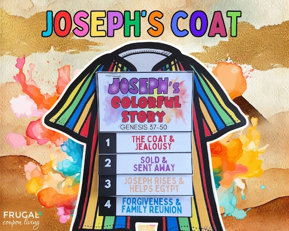 Joseph's Coat of Many Colors Story Book, Joseph and His Brothers Bible Craft, Joseph the Dreamer Kids Activity Genesis 37-50, Rainbow Coat