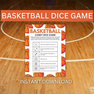Basketball Candy Dice Games Printables | Left right basketball party game, basketball birthday party, basketball championship party