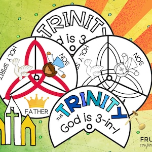 Trinity Coloring Wheel Printable, God is 3-in-1 Trinity Sunday School Craft Printable, God the Father, Son, & Holy Spirit Activity for Kids