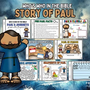 Paul the Apostle Mini Story Book Printable, Kids' Character of Paul in the Bible Craft, Who's Who in the Bible Paul Character Study Activity