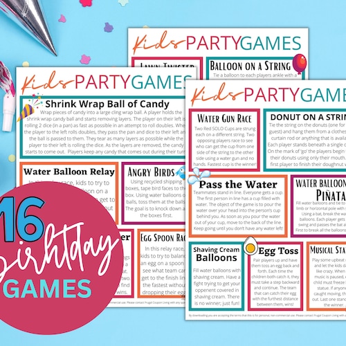 Birthday Party Games Printable for Kids Fun Party Games Kids - Etsy