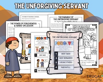 The Parable of the Unforgiving Servant Craft Set for Kids, Parables of Jesus Forgiveness Lesson, Flipbook & Coloring Page, Matthew 18:21-35