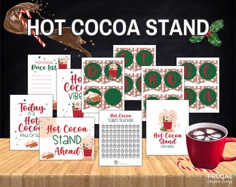 Hot Cocoa Stand Printable, Hot Chocolate Bar Decor: Banner, Price Sheet, Sales Tracker, Signs, Thank You Note, Winter Party Digital Download