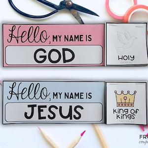 Names of Jesus & Attributes of God Name Tag, Hello My Name is...Creator, Promise Keeper, Father.  Christian Resource, Sunday School Activity