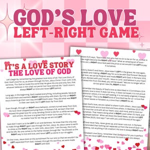 God&#39;s Love Left Right Game, Sunday School Game, Church Bible Game Gift Exchange, Christian Youth Group Activity, Fun Valentine&#39;s Day Party