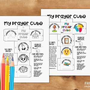 Prayer Cube Printable Kids' Sunday School | Lord's Prayer Sunday School Coloring Sheet Craft - Children's Activities Sunday School Lesson