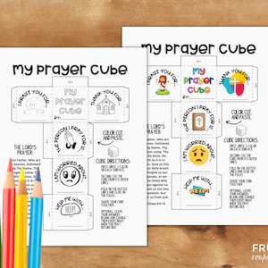 Prayer Cube Printable Kids' Sunday School Lord's Prayer Sunday School Coloring Sheet Craft Children's Activities Sunday School Lesson image 1