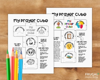 Prayer Cube Printable Kids' Sunday School | Lord's Prayer Sunday School Coloring Sheet Craft - Children's Activities Sunday School Lesson