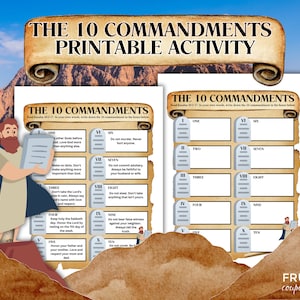 The Ten Commandments for Kids | Exodus Bible Story Moses Sunday School Craft Printable PDF | The 10 Commandments Sunday School Bible Lesson