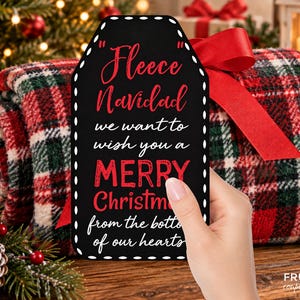 Fleece Navidad Gift Tag Christmas Gift Idea, Printable Feliz Navidad Gift Tags for Teacher, Coach, Neighbor, Sunday School, Instant Download image 1