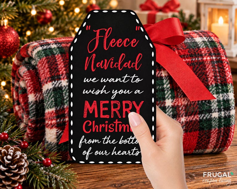 Fleece Navidad Gift Tag Christmas Gift Idea, Printable Feliz Navidad Gift Tags for Teacher, Coach, Neighbor, Sunday School, Instant Download image 1