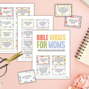 Cartões de versículos bíblicos de memória para mães para impressão | 20 melhores versículos bíblicos para mães | Conjunto de cartões de escrituras encorajadores PDF Digital Download
