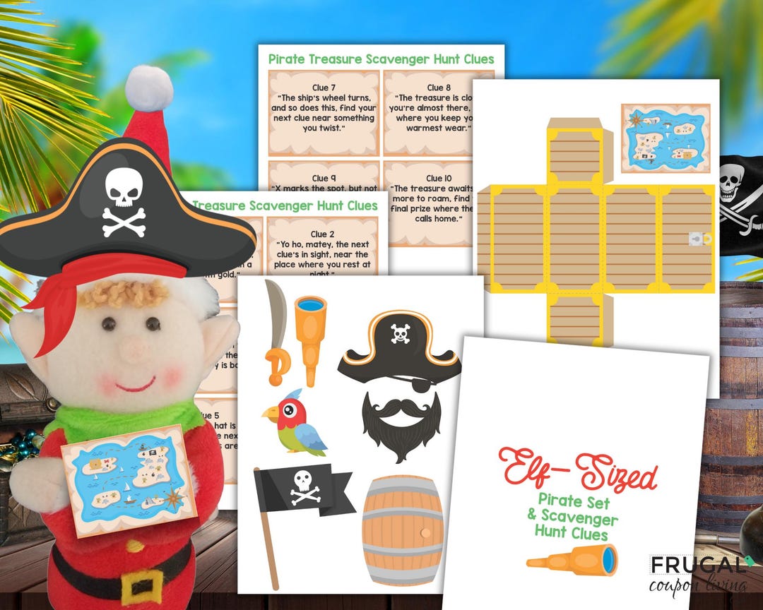 Elf Pirate Prop Printable, Indoor Christmas Treasure Hunt With 10 ...