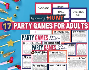 17 Fun Party Games for Adults, The Best Adult Games Digital Download includes Drinking Games, Scavenger Hunt, Charades, One Minute Challenge
