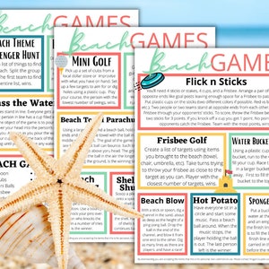 Beste Strand Spiele Richtungen & Angebotsliste | Familienspielideen, Spiele im Freien für Kinder oder Erwachsene, 17 Ideen für den Sommer zum Ausdrucken
