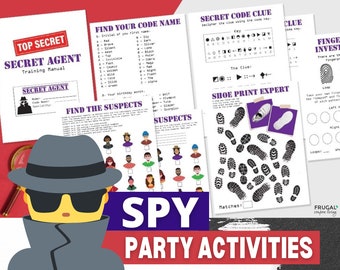 Spy Birthday Party Activities for Kids |  Spy Party for Kids with ID, Code Activity + Investigation Kit | Secret Agent Party Printables