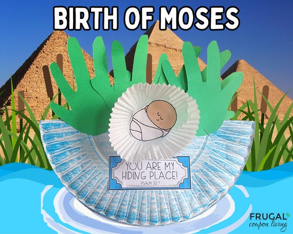Baby Moses Bible Craft for Kids, Exodus 2 & Psalm 32:7 "You are My Hiding Place" Birth of Moses Craft Printable, Sunday School Bible Lesson