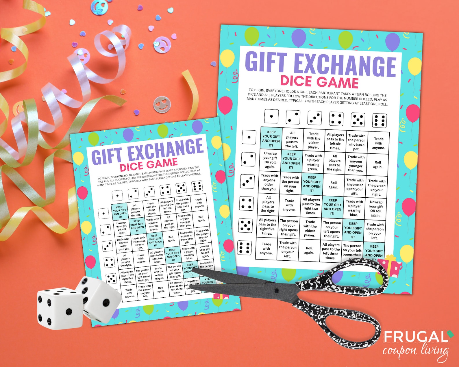 Gift Exchange Game | Two Dice Gift Exchange Dice Game | White Elephant ...