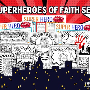 Superhero Group Games & Superheros of Faith Coloring Pages Bundle - Superhero Faith-Filled Fun for Kids, VBS, Sunday School, Kids&#39; Ministry