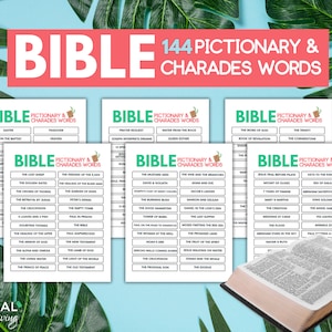Bible Chardes Cards + Bible Pictionary Word List, Fun Ice Breaker Christian Game Card, Church Game, Youth Group Game, Sunday School Activity