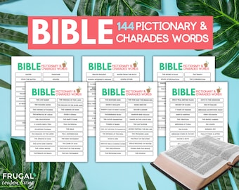 Bible Chardes Cards + Bible Pictionary Word List, Fun Ice Breaker Christian Game Card, Church Game, Youth Group Game, Sunday School Activity