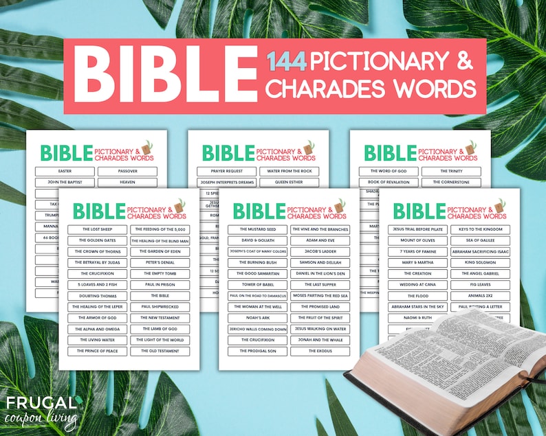 Bible Chardes Cards + Bible Pictionary Word List, Fun Ice Breaker ...