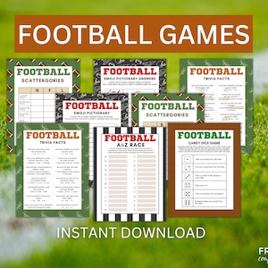Fußballspiele Printables | Würfel-Fußballspiel, Fußball-Trivia-Spiel, Fußball-Scattergories, Vokabelspiel von A bis Z, & druckbares Brettspiel