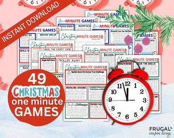 49 One-Minute Games for Christmas, Holiday One Minute Game, Printable Christmas Games For Family, Fun Office Christmas Party Games For Adult