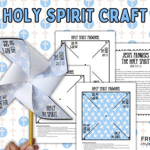 Holy Spirit Craft Pinwheel Template Printable, Jesus Promises the Holy Spirit John 14:15-26, Pentecost Sunday Craft, Kids Pentecost Pinwheel
