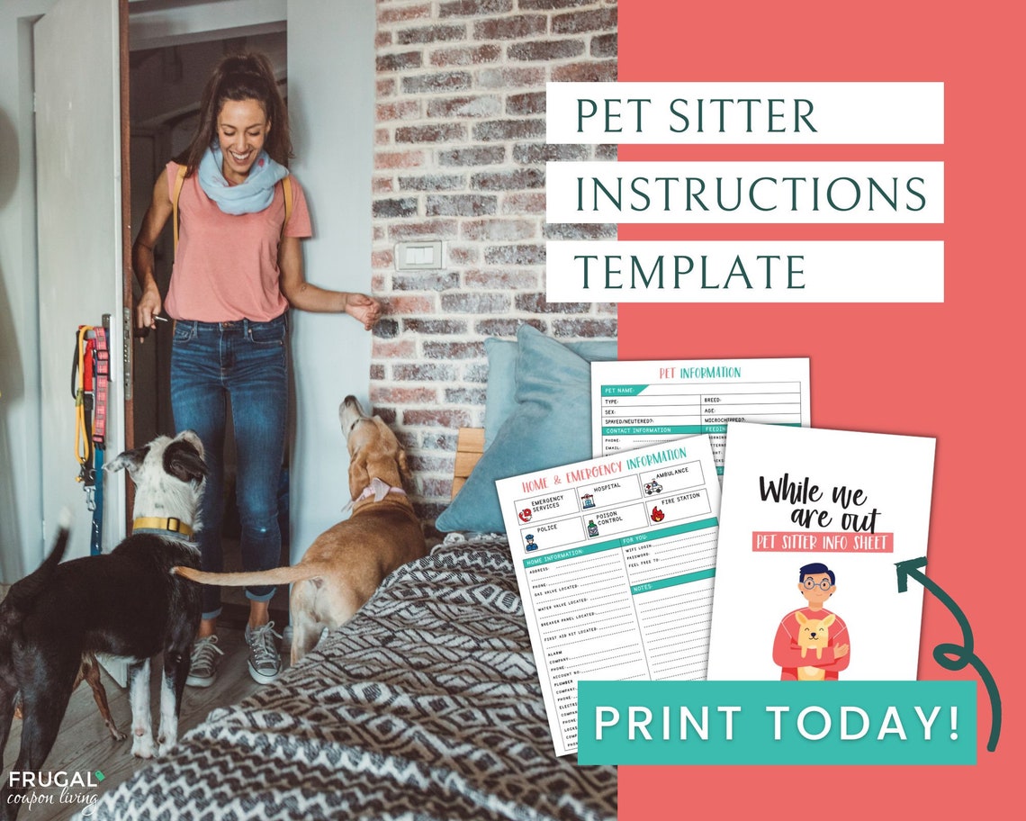 Pet Sitter Instructions Template PDF Printable Pet Sitter Etsy