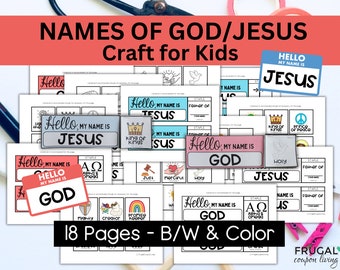 Names of Jesus & Attributes of God Name Tag, Hello My Name is...Creator, Promise Keeper, Father.  Christian Resource, Sunday School Activity