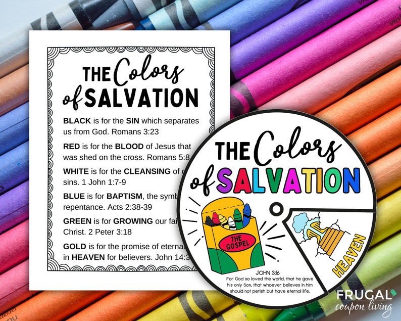 Gospel of Salvation Coloring Wheel, The Color Gospel Wheel Sunday School Craft for Kids, Children's Church Printable Bible Activity Lesson image 2