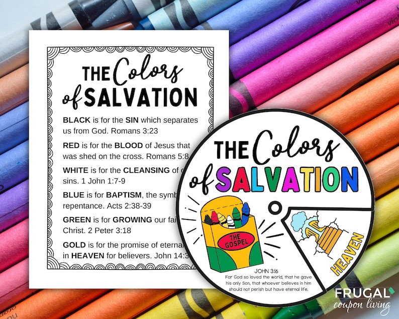 Gospel of Salvation Coloring Wheel, The Color Gospel Wheel Sunday School Craft for Kids, Children's Church Printable Bible Activity Lesson image 2