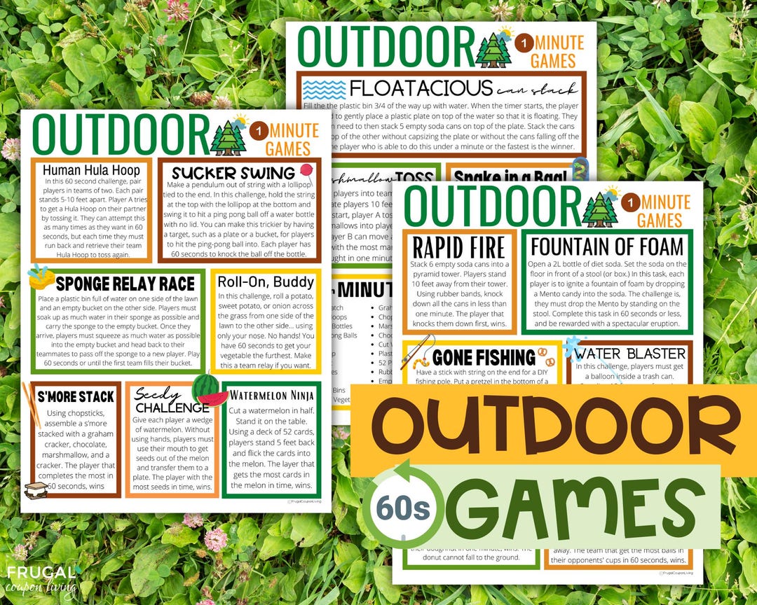 Outdoor Games Chart.pdf Outdoor One Minute Games for Kids, Teens, & Adults, 16 Fun Outdoor ...