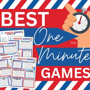 Best One Minute Games Printable, 60-Second games party activity kids birthday party games, Minute Games to Win for Kids, Teens & Adults