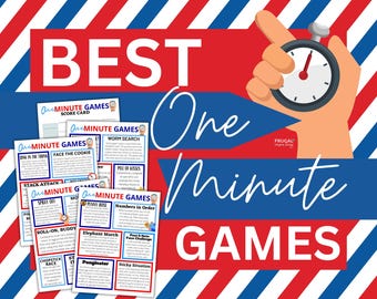 Best One Minute Games Printable, 60-Second games party activity kids birthday party games, Minute Games to Win for Kids, Teens & Adults