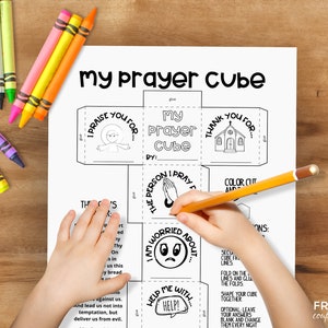 Prayer Cube Printable Kids' Sunday School Lord's Prayer Sunday School Coloring Sheet Craft Children's Activities Sunday School Lesson image 2