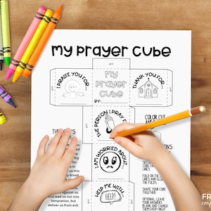 Prayer Cube Printable Kids' Sunday School Lord's Prayer Sunday School Coloring Sheet Craft Children's Activities Sunday School Lesson image 2