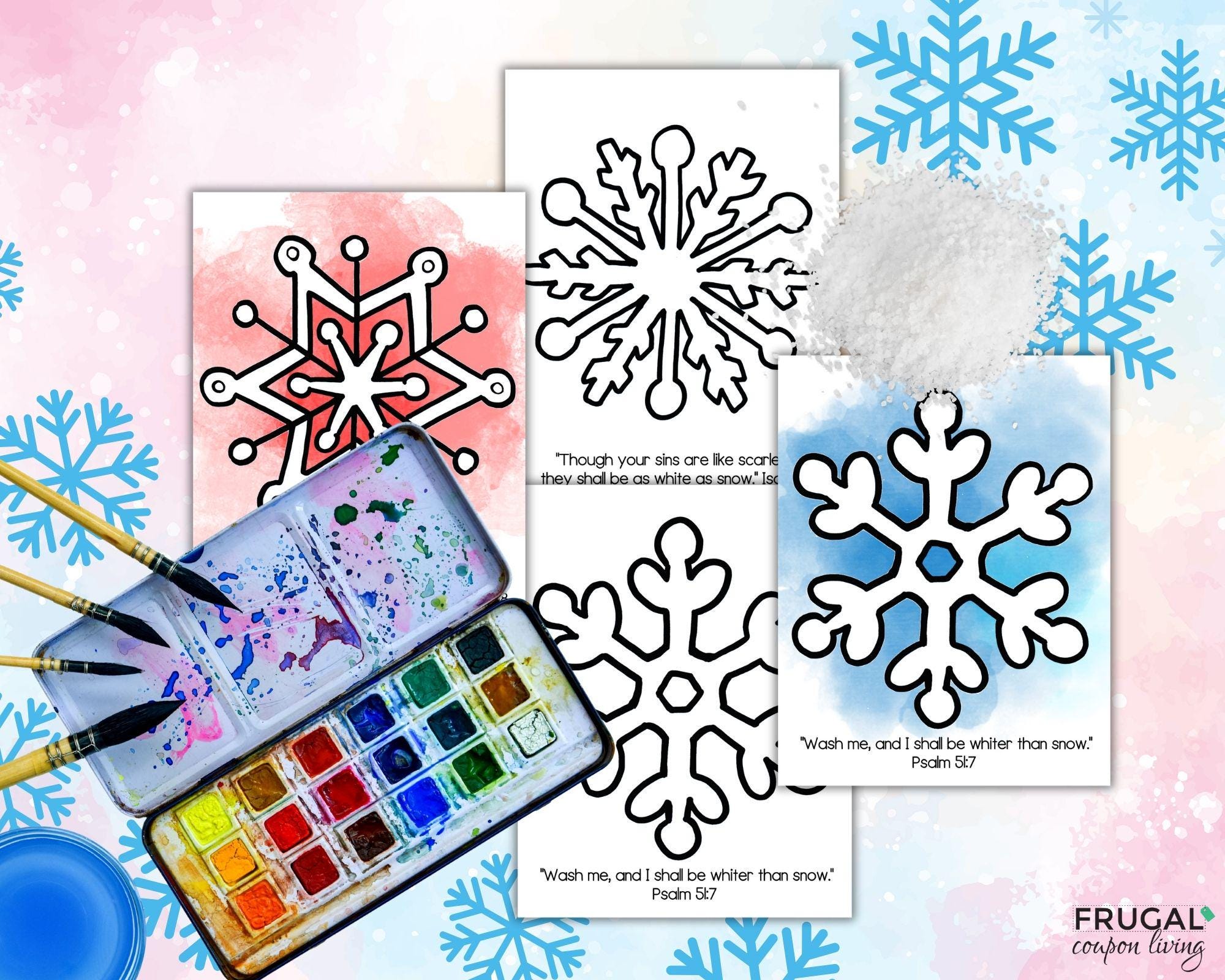White as Snow Snowflake Bible Craft for Kids, Mosaic Coloring Pages on ...