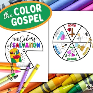 Gospel of Salvation Coloring Wheel, The Color Gospel Wheel Sunday School Craft for Kids, Children's Church Printable Bible Activity Lesson image 3