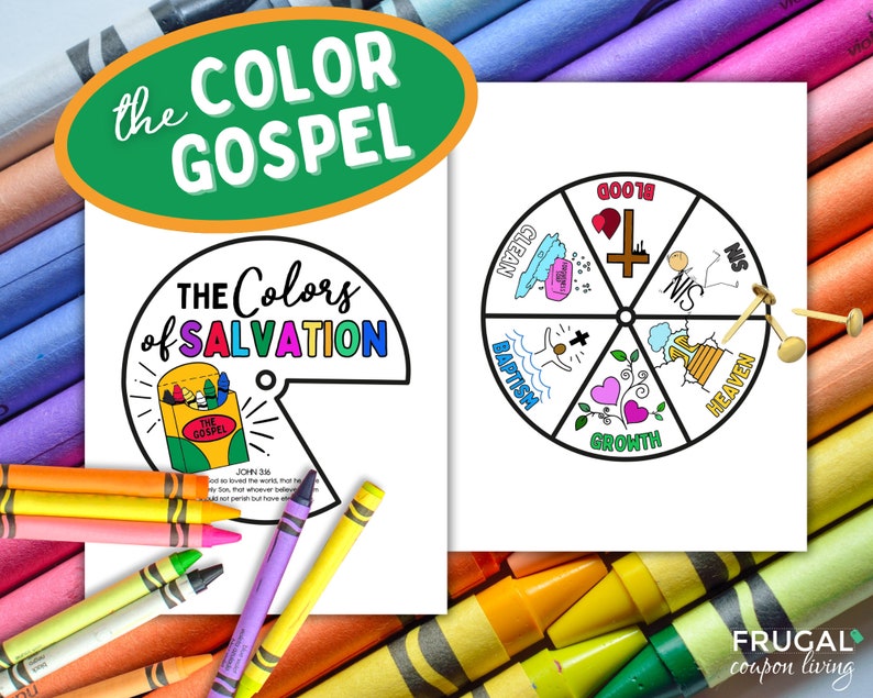Gospel of Salvation Coloring Wheel, The Color Gospel Wheel Sunday School Craft for Kids, Children's Church Printable Bible Activity Lesson image 3