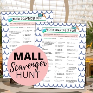 Mall Scavenger Hunt for Teens & Adults | Team Scavenger Hunt at the Mall or Public Places | Youth Scavenger Hunt Competition Printable